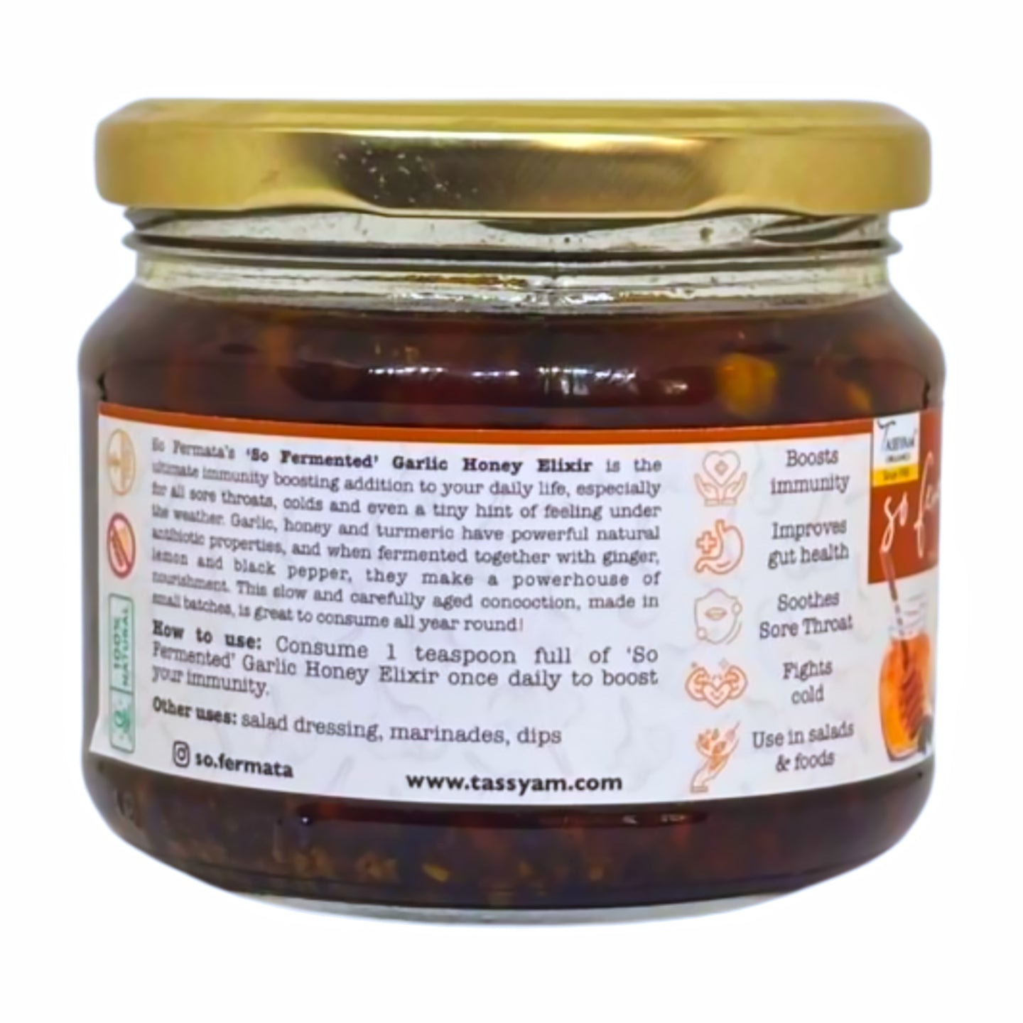 Fermented Garlic Honey Elixir with Ginger & Turmeric - Tassyam Organics