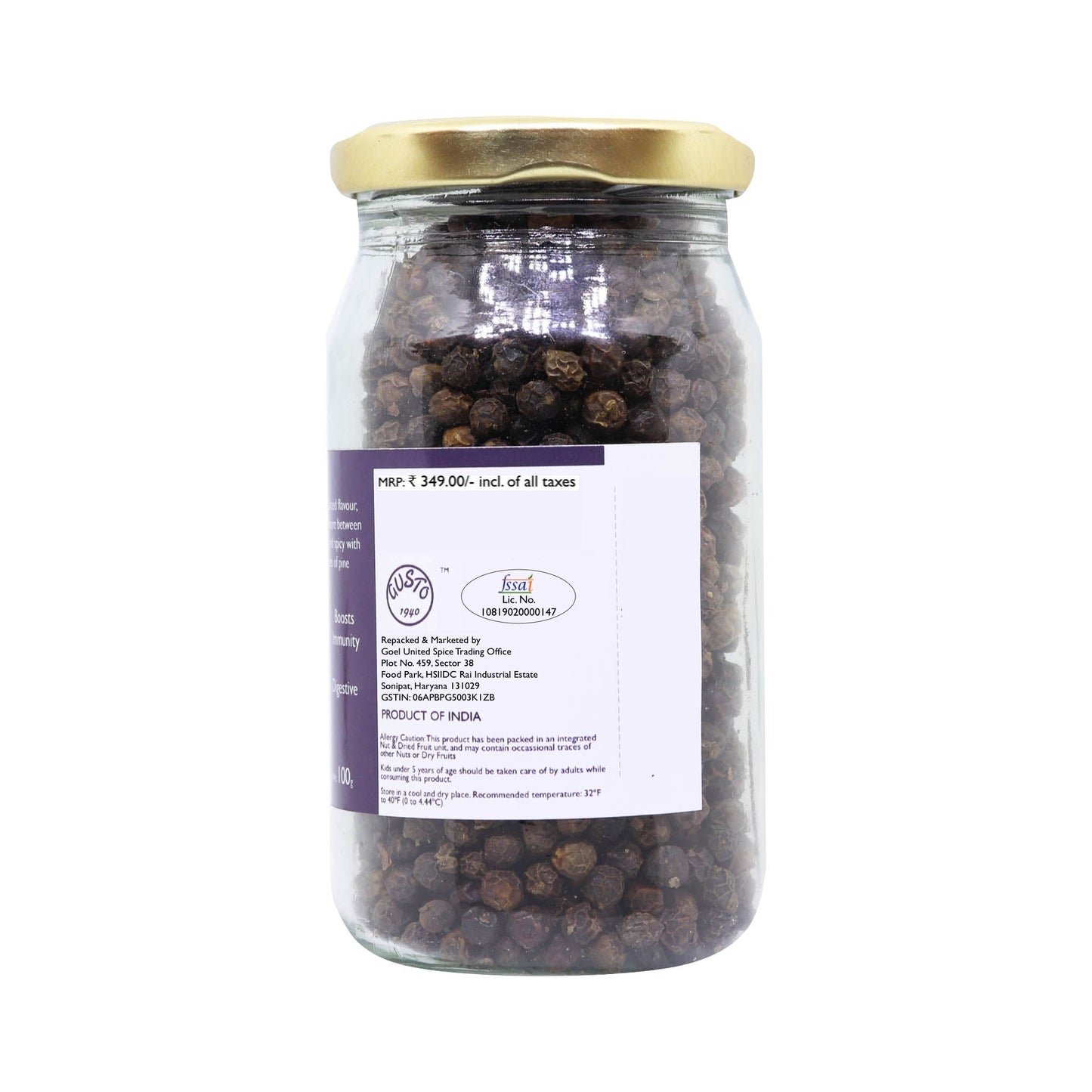 Fine Black Peppercorn - Tassyam Organics