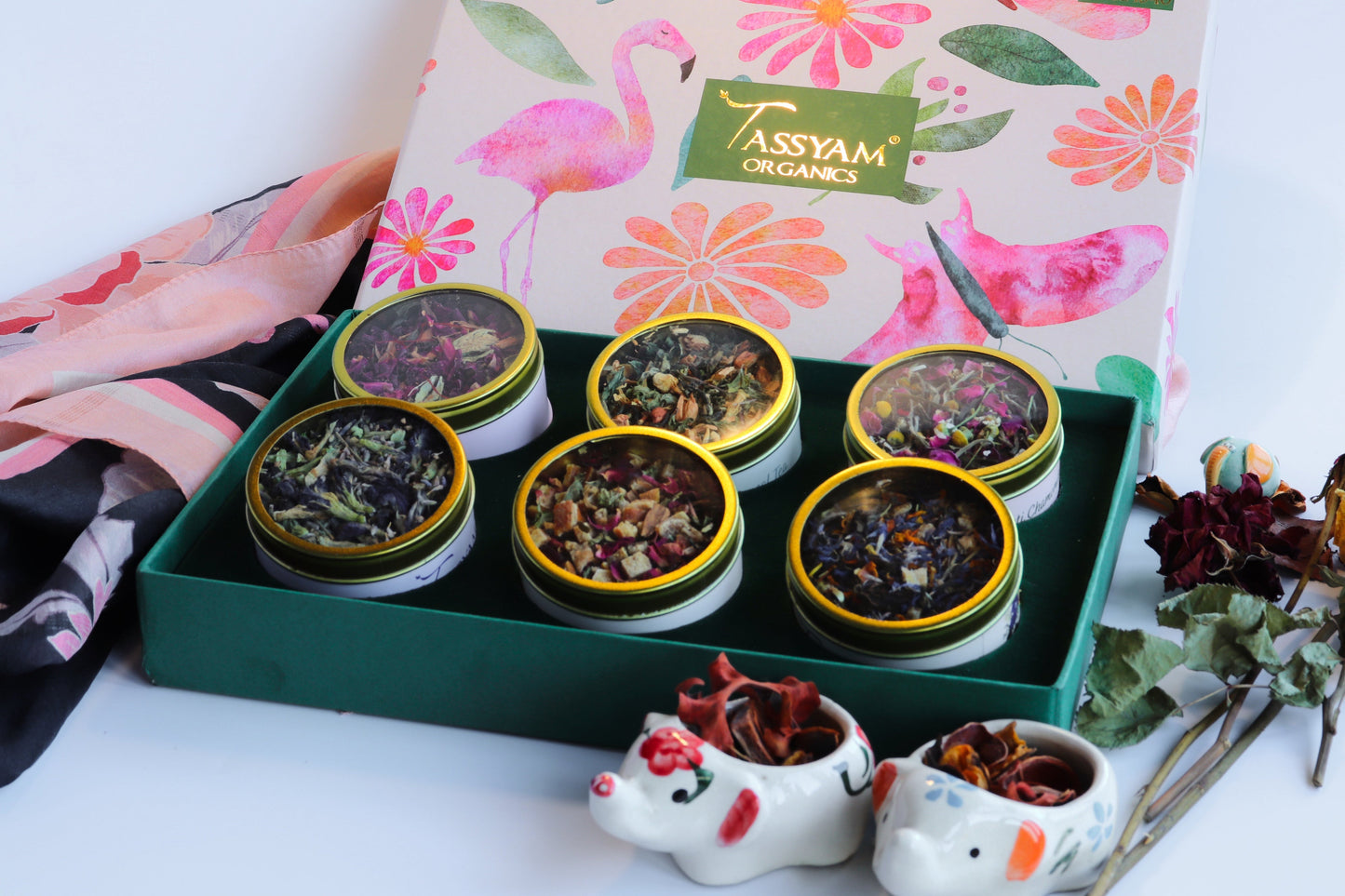 Flamingo Gift Set of 6 Orthodox Tea Blends - Tassyam Organics