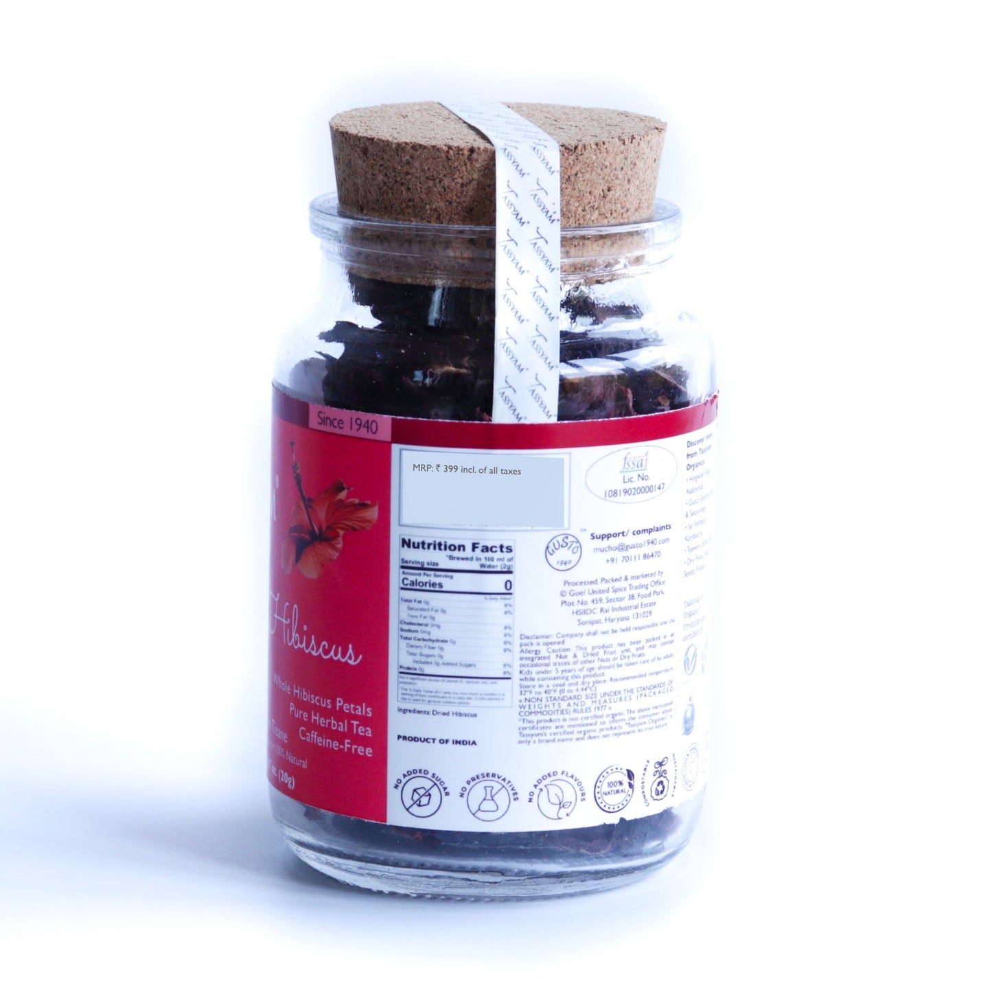Habibi Hibiscus Petals Herbal Tea - Tassyam Organics