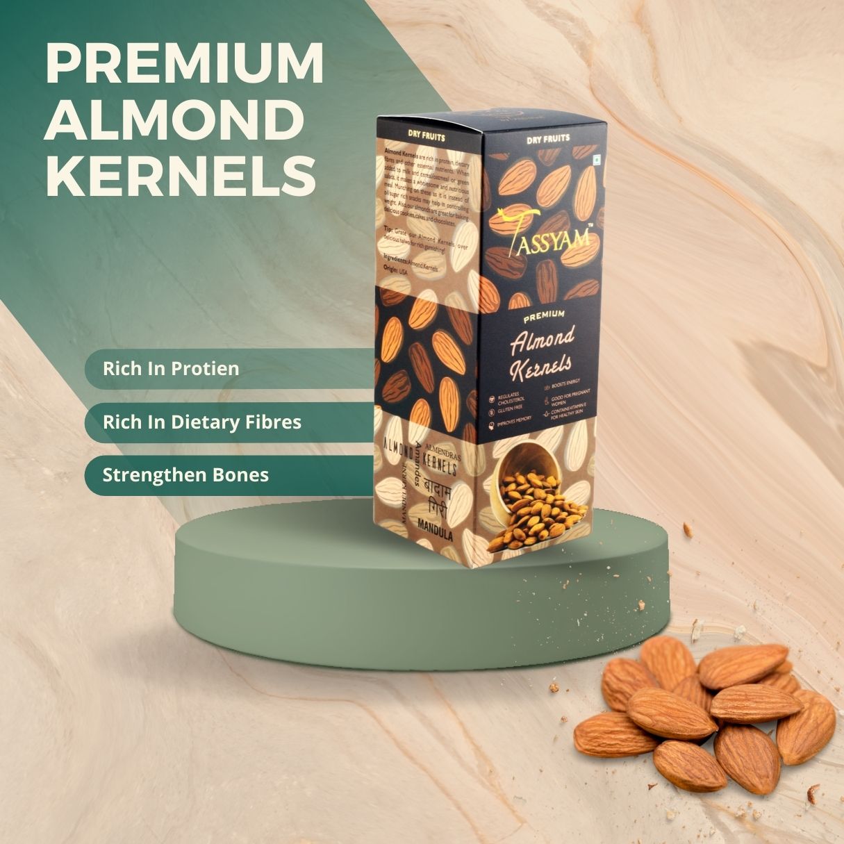 Premium Raw Almonds - Tassyam Organics