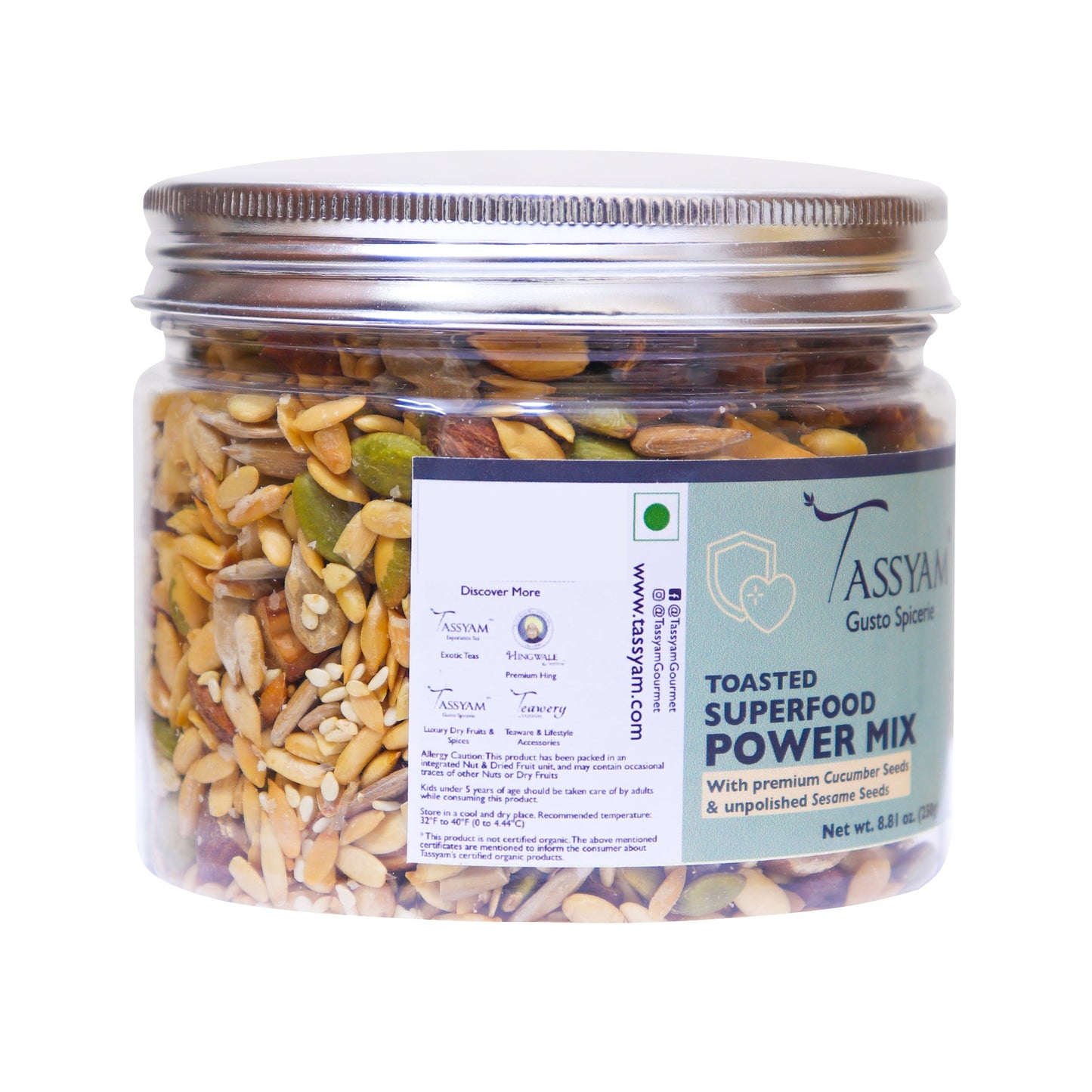 Superfood Power Mix of 9 Toasted Seeds & Nuts 250g - Tassyam Organics