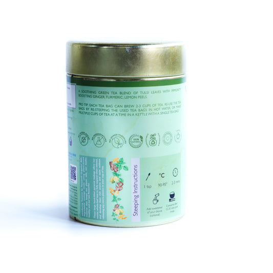 Tulsi Ginger 20 Biodegradable Tea Bags - Tassyam Organics