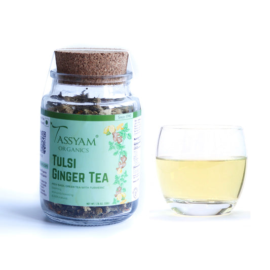 Tulsi Ginger Lemon Haldi Green Tea 50g - Tassyam Organics