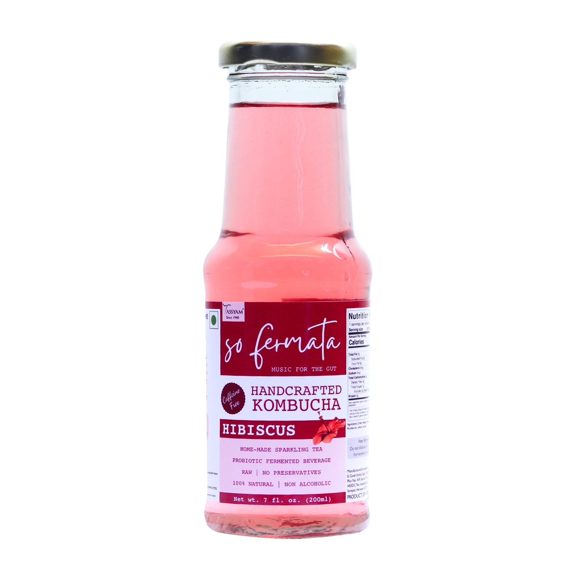 Artisanal Kombucha - Hibiscus (Caffeine Free) - Tassyam Organics