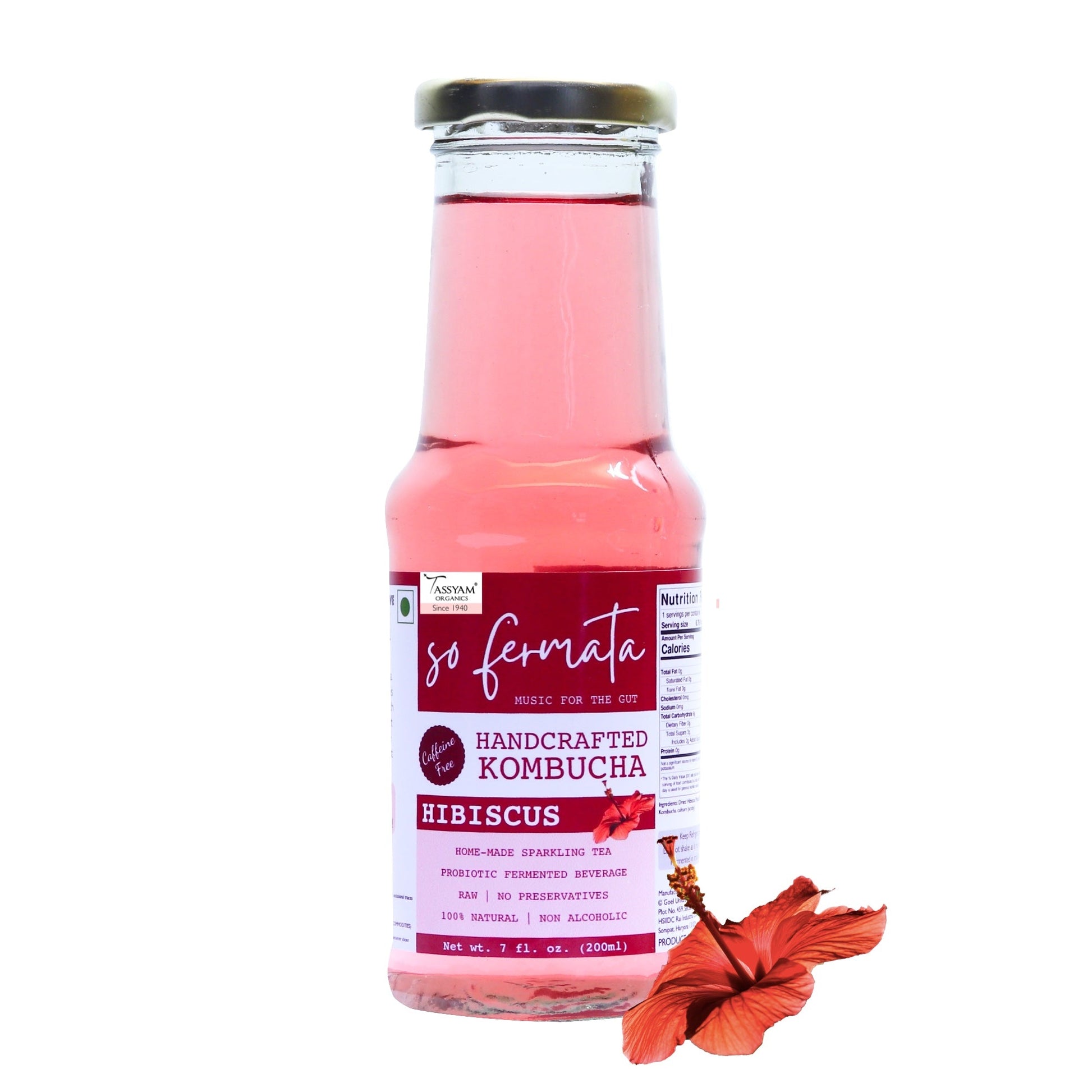 Artisanal Kombucha - Hibiscus (Caffeine Free) - Tassyam Organics