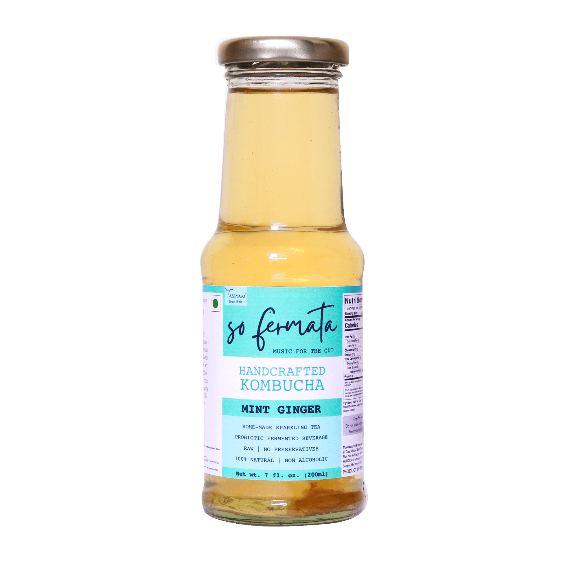 Artisanal Kombucha - Mint Ginger - Tassyam Organics