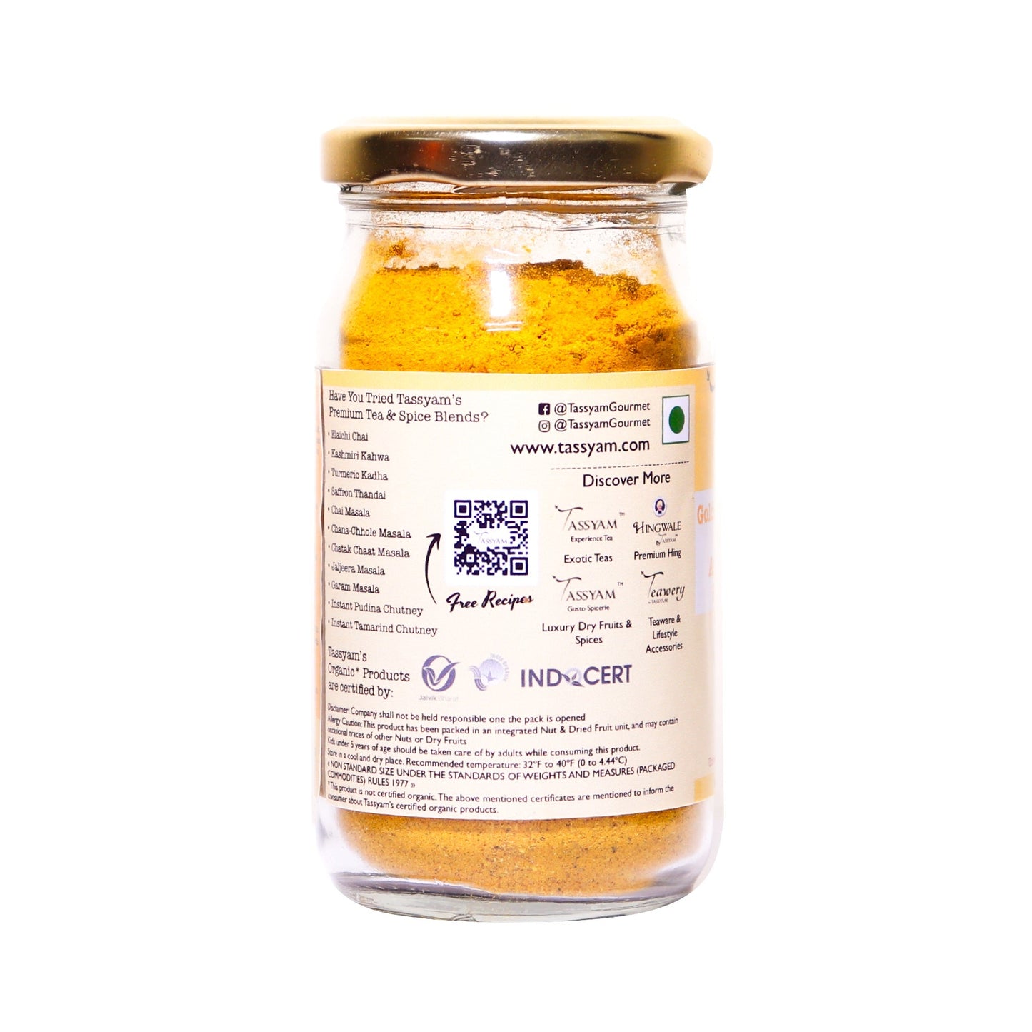 Ashwagandha Turmeric Golden Milk Latte (unsweetened) 100g - Tassyam Organics