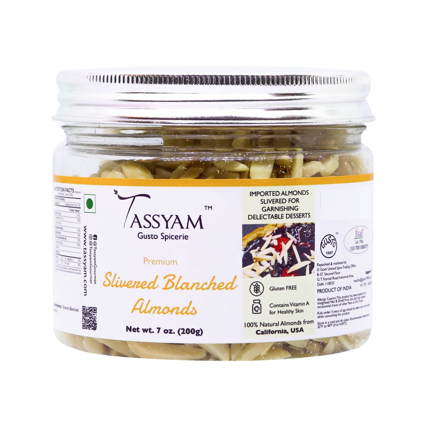 Blanched Almond Slices - Tassyam Organics