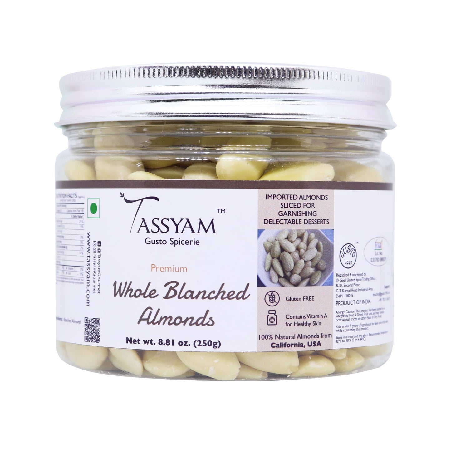 Blanched Almond Slices - Tassyam Organics