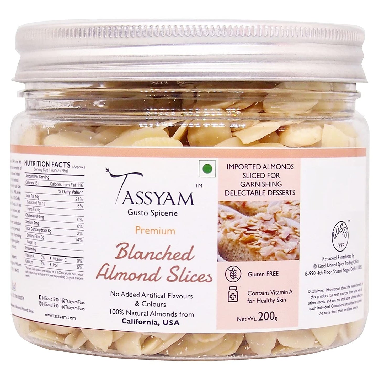 Blanched Almond Slices - Tassyam Organics