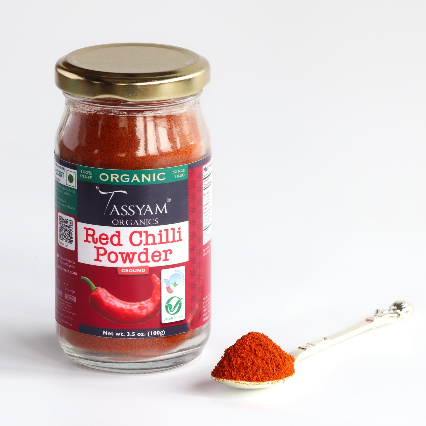 Certified 100% Organic Red Chilli Powder - Tassyam Organics