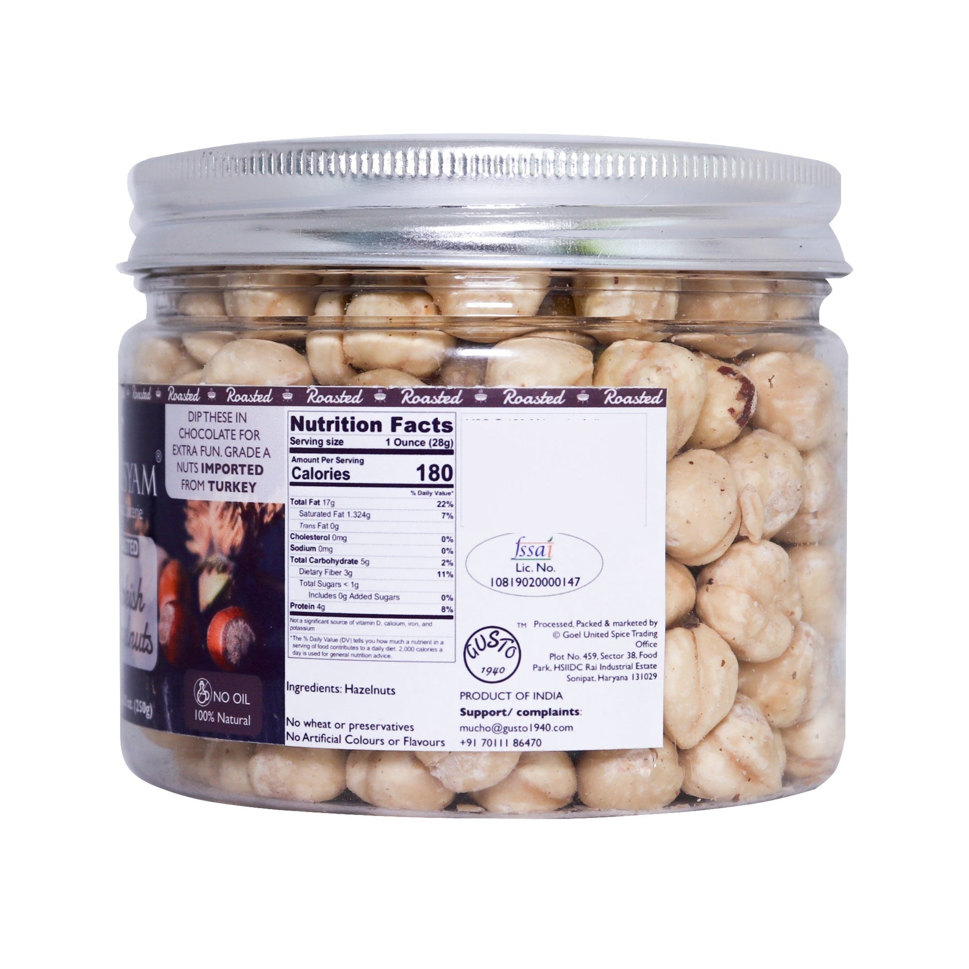 Deep Roasted Turkish Hazelnuts 250g - Tassyam Organics