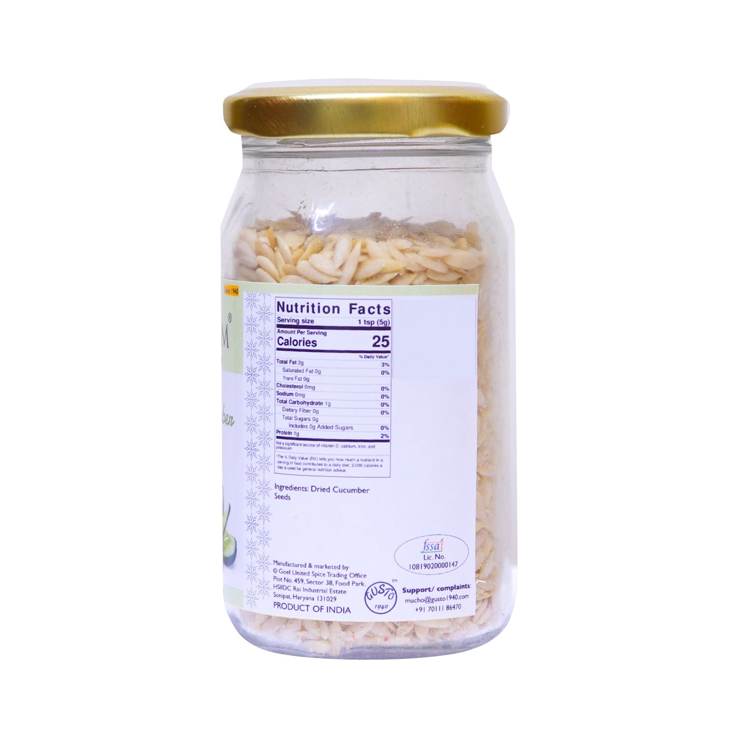 Dried Cucumber Seeds 100g Jar - Tassyam Organics