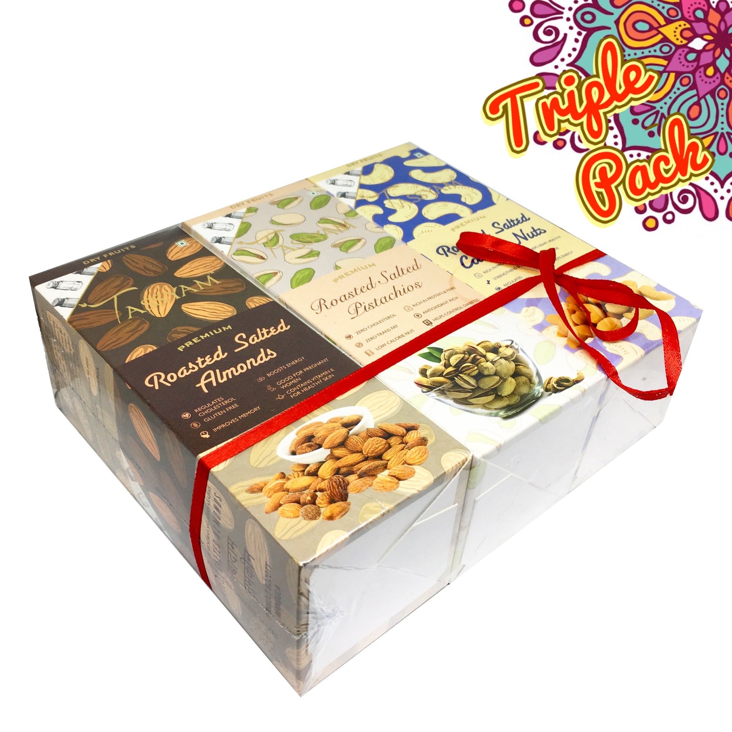 Dry Fruit GIft Set - Cashews 400g, Almonds 400g, Pista 400g - Tassyam Organics