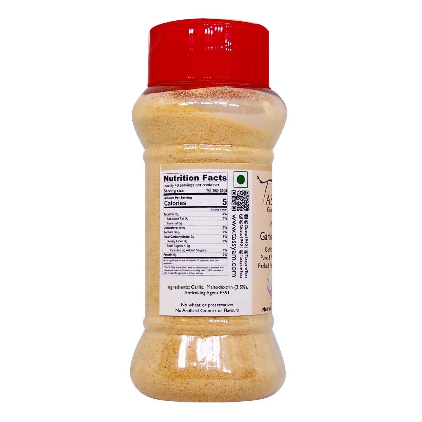 Extra Strong Garlic Powder 80g - Tassyam Organics