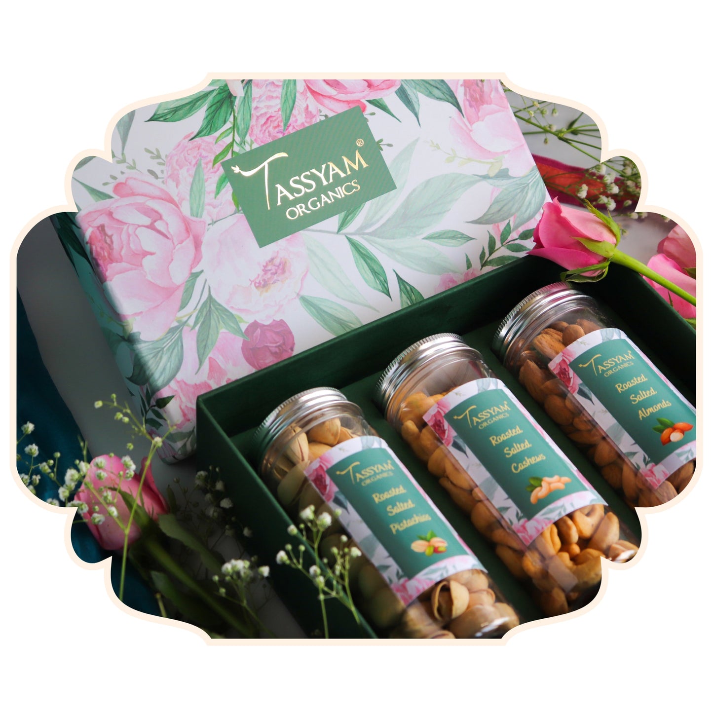 Fleur Pastel Gift Set of Rich Salted Dry Fruits - Tassyam Organics