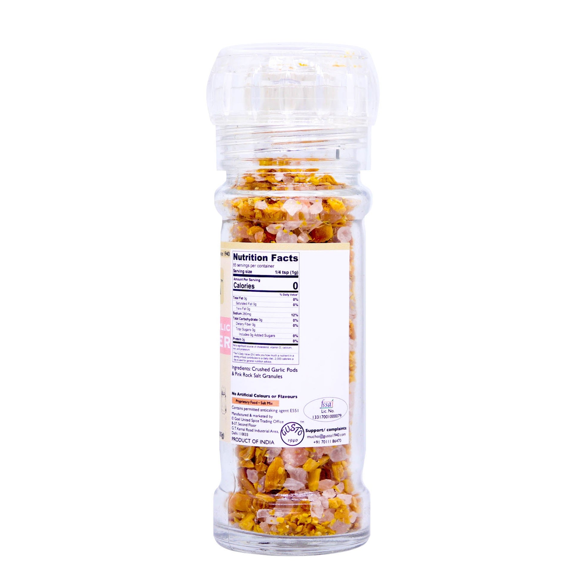 Garlic Salt 85g Grinder Bottle - Tassyam Organics