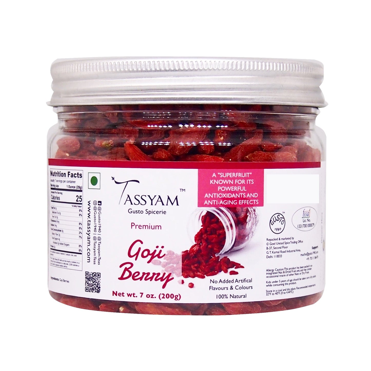 Goji Berry 200g Jar - Tassyam Organics