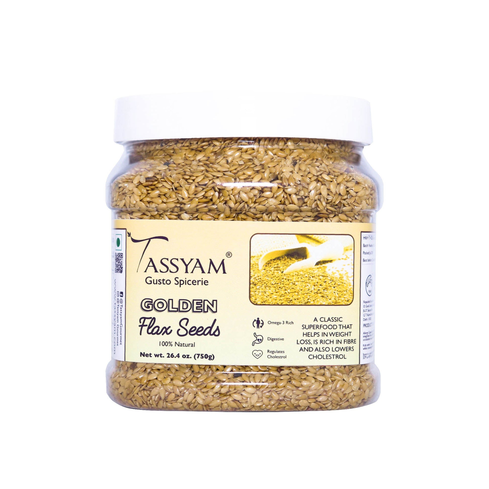 Golden Flax Seeds 750g - Tassyam Organics