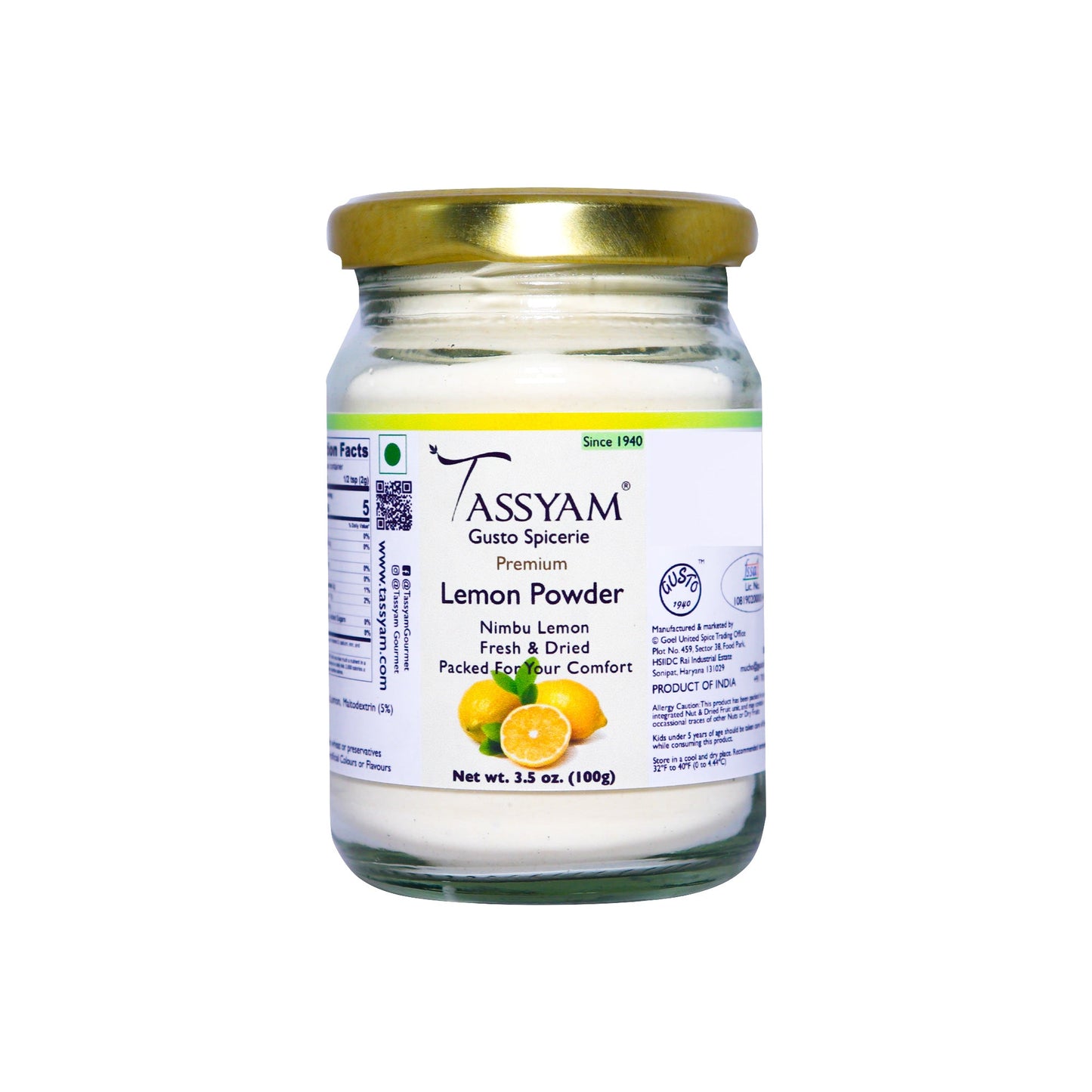 Lemon Powder 100g Bottle - Tassyam Organics