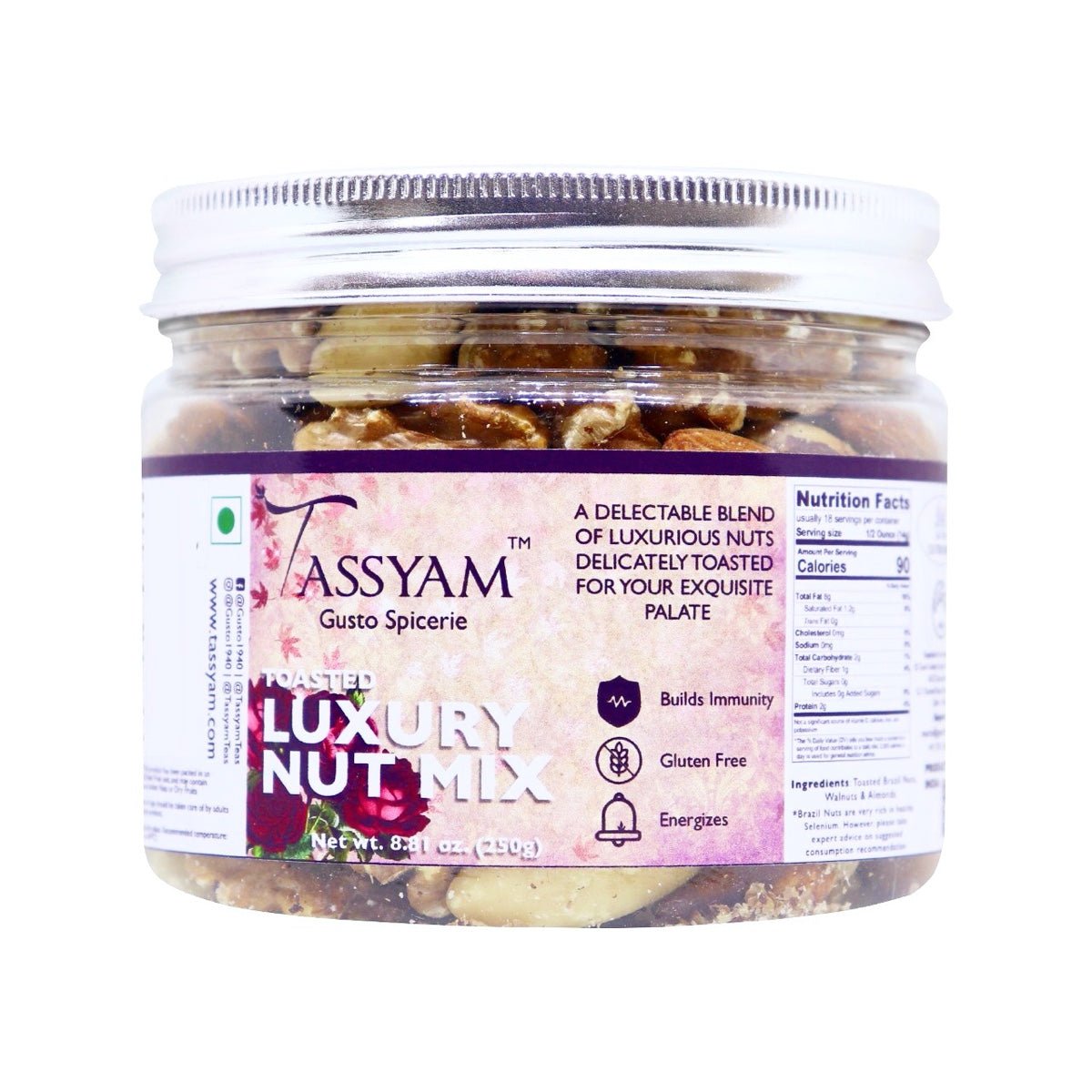 Luxury Toasted Nut Mix (250g) - Tassyam Organics