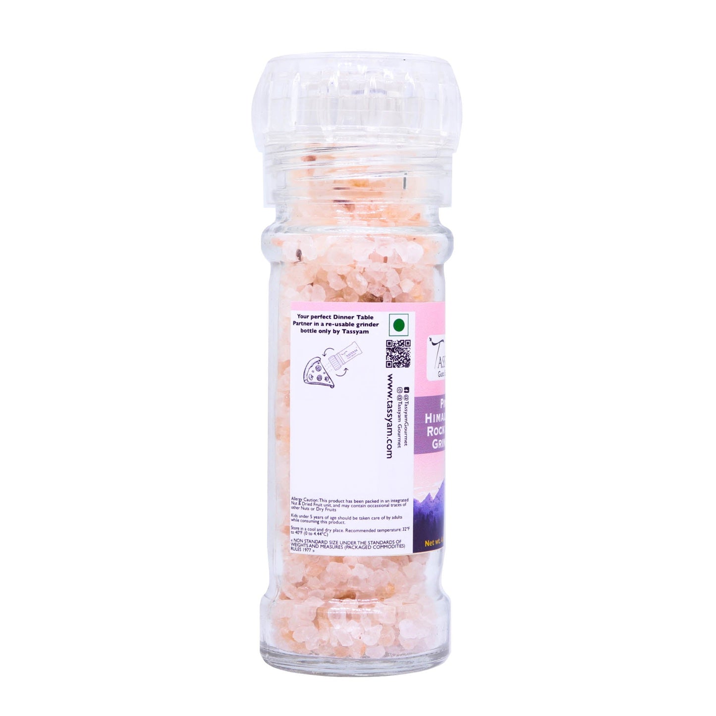 Pink Salt Granules 125g Grinder Bottle - Tassyam Organics