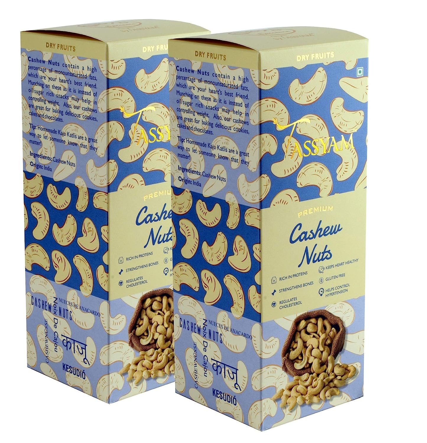 Premium Cashews w240 Grade - Tassyam Organics