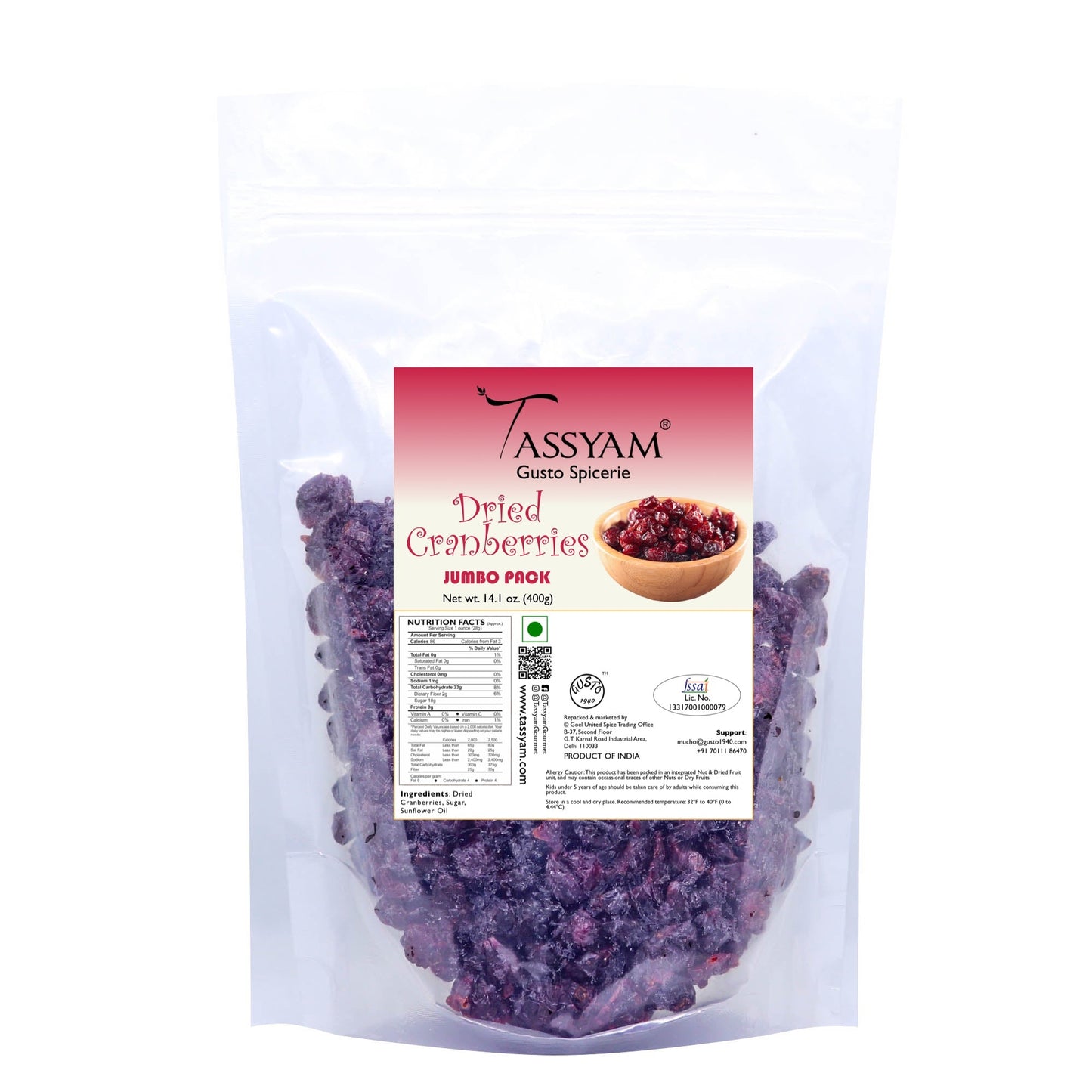 Premium Imported Dried Cranberries - Tassyam Organics