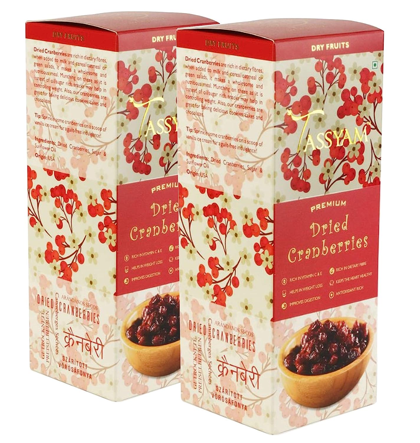 Premium Imported Dried Cranberries - Tassyam Organics
