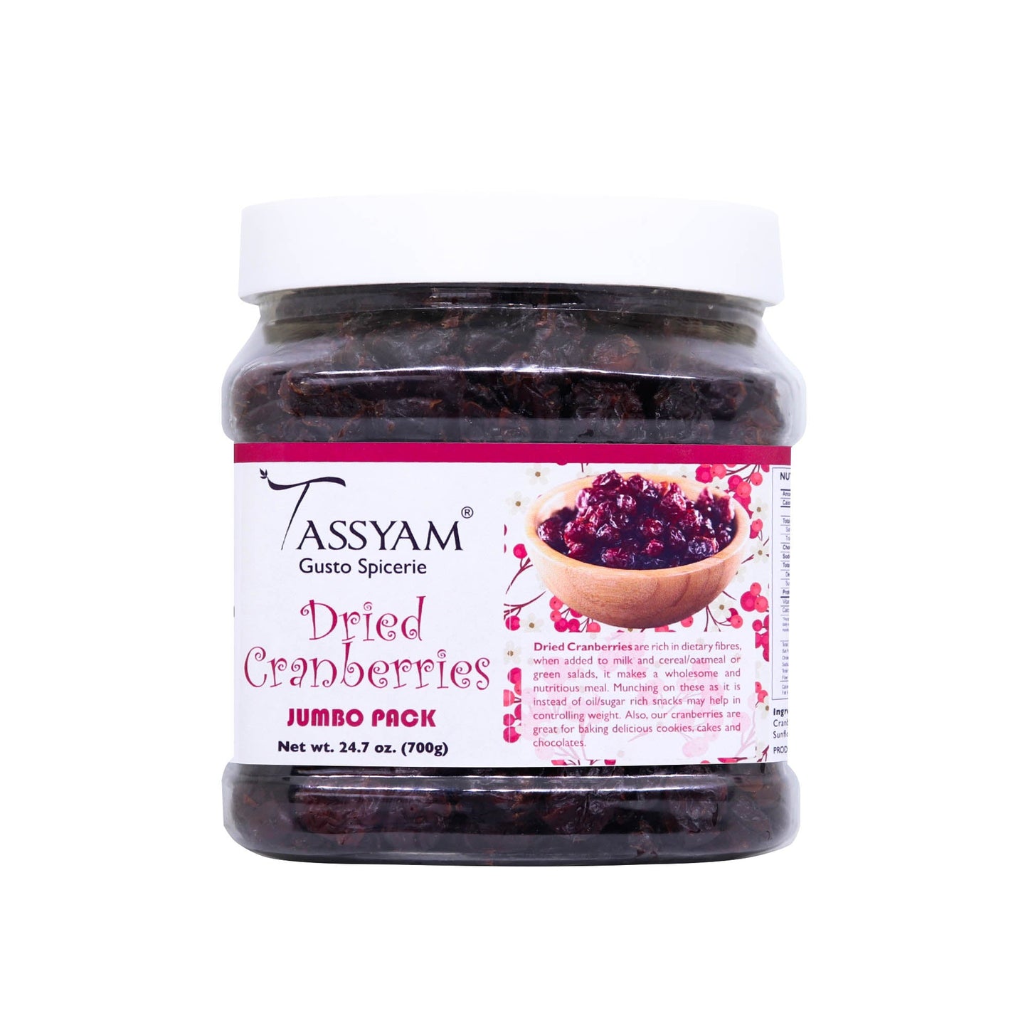 Premium Imported Dried Cranberries - Tassyam Organics