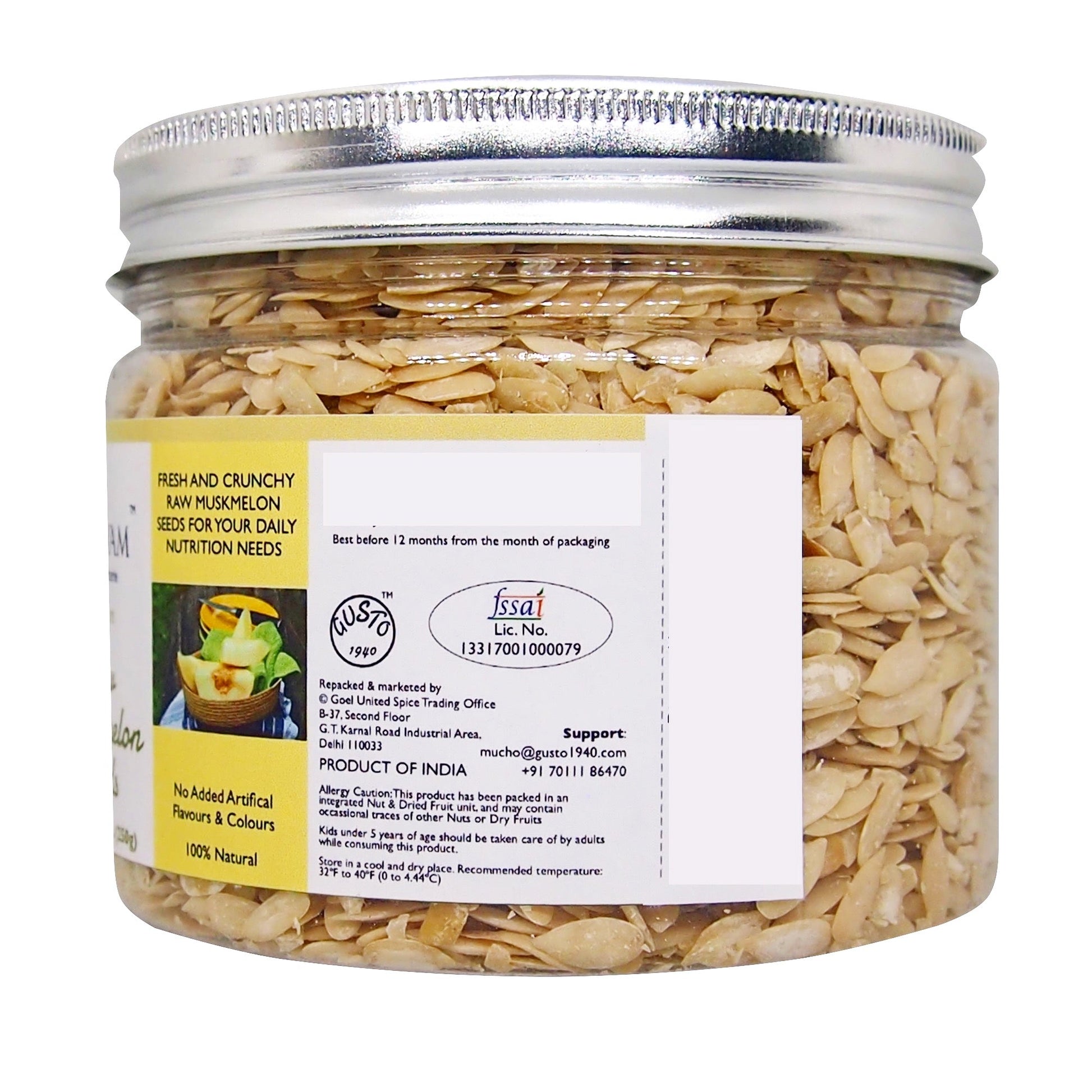 Raw Muskmelon Seeds 250g Jar - Tassyam Organics