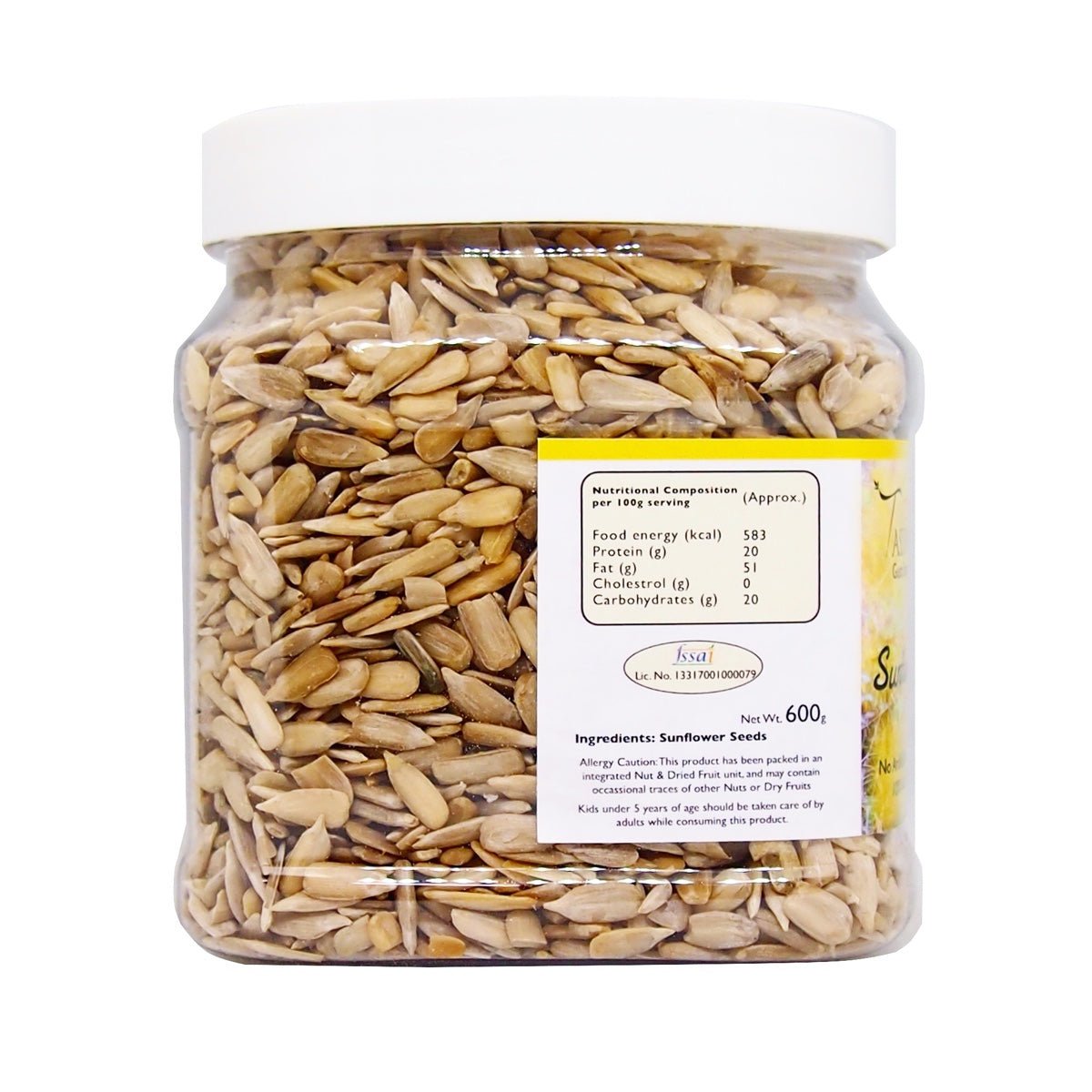 Raw Sunflower Seeds 600g Jar - Tassyam Organics