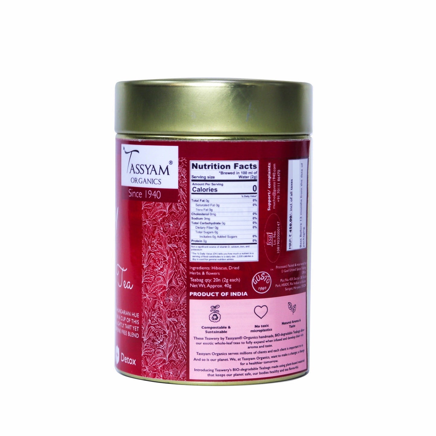 Red Piroska 20 Biodegradable Tea Bags - Tassyam Organics
