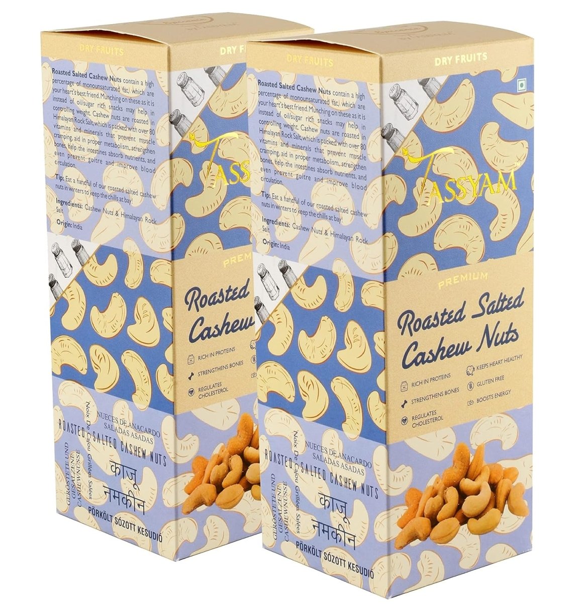 Roasted Salted Cashews Namkeen Kaju - Tassyam Organics