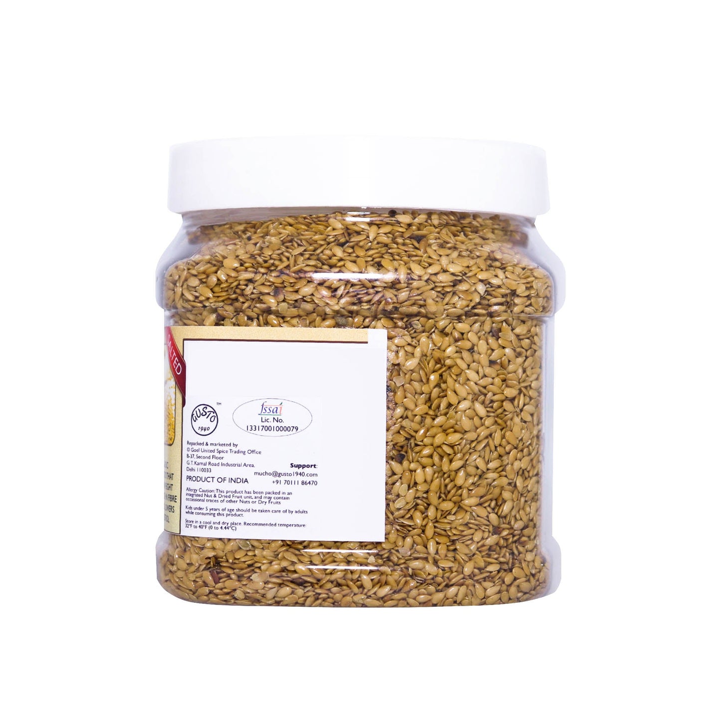 Roasted Salted Golden Flax Seed 600g Jar - Tassyam Organics