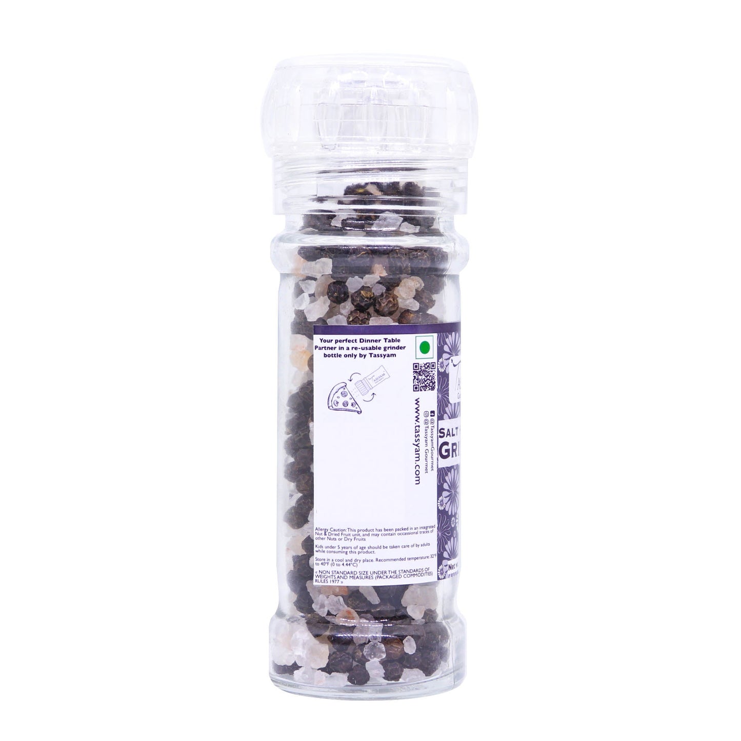 Salt & Pepper 85g Grinder Bottle - Tassyam Organics