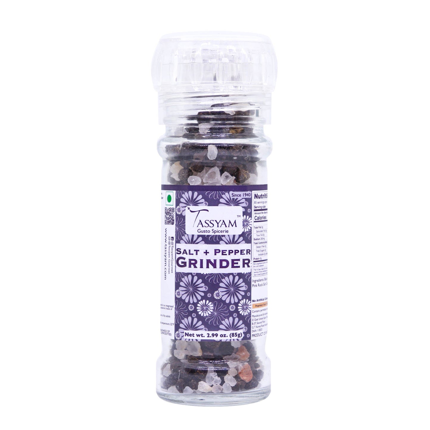 Salt & Pepper 85g Grinder Bottle - Tassyam Organics