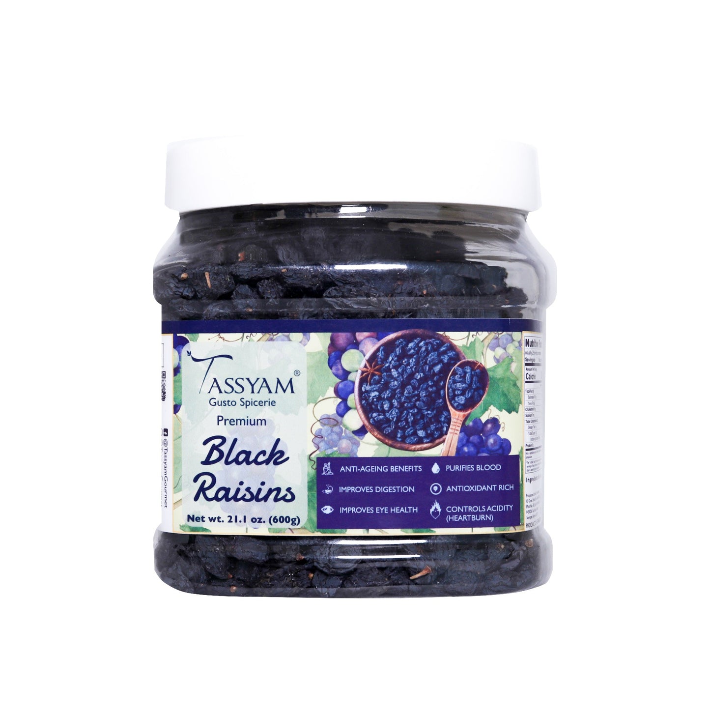 Seedless Black Raisins - Tassyam Organics
