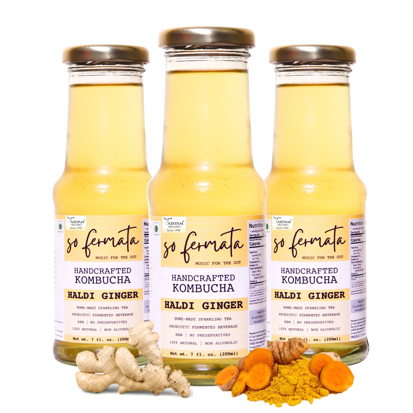 So Fermata Artisanal Kombucha - Haldi Ginger - Tassyam Organics