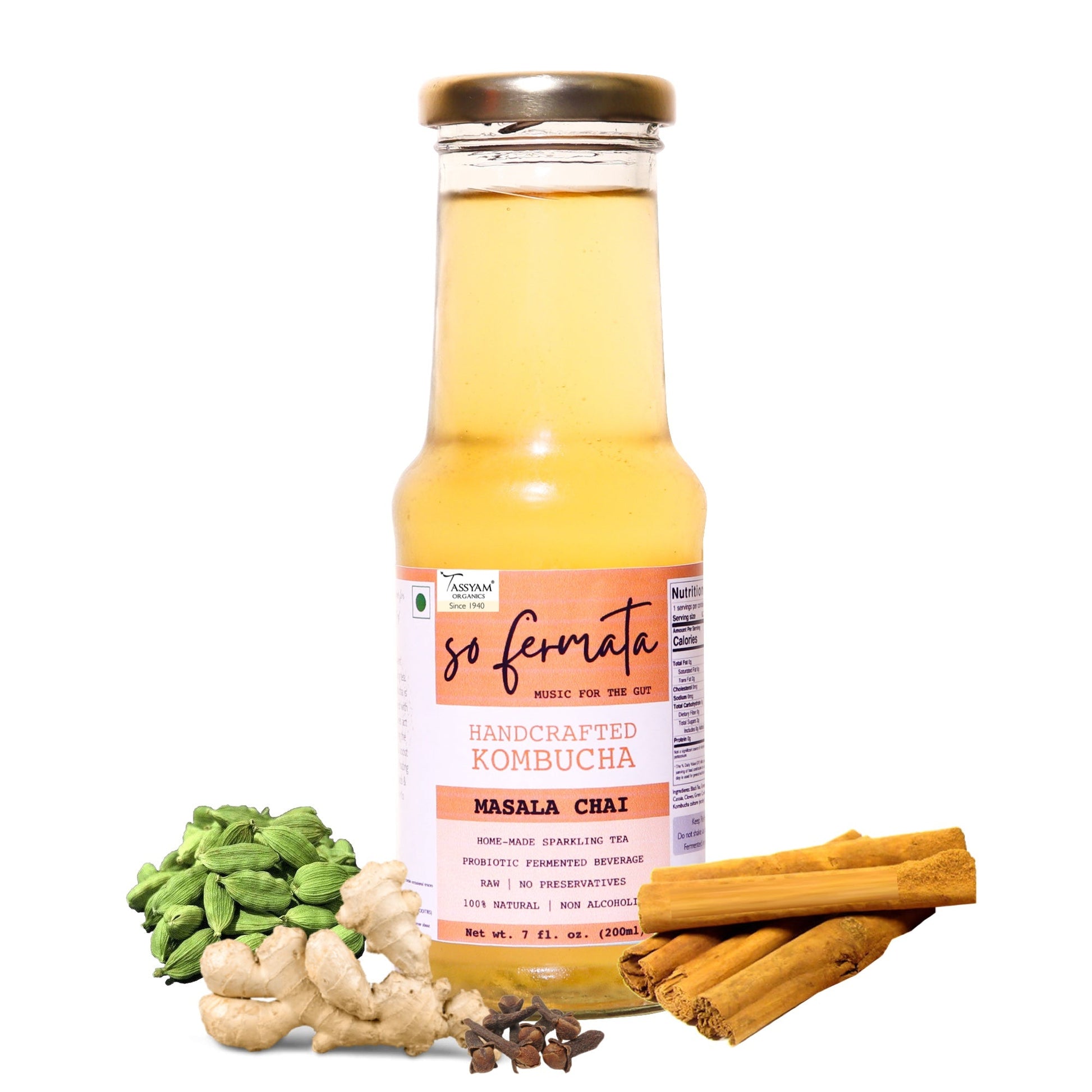 So Fermata Artisanal Kombucha - Masala Chai - Tassyam Organics