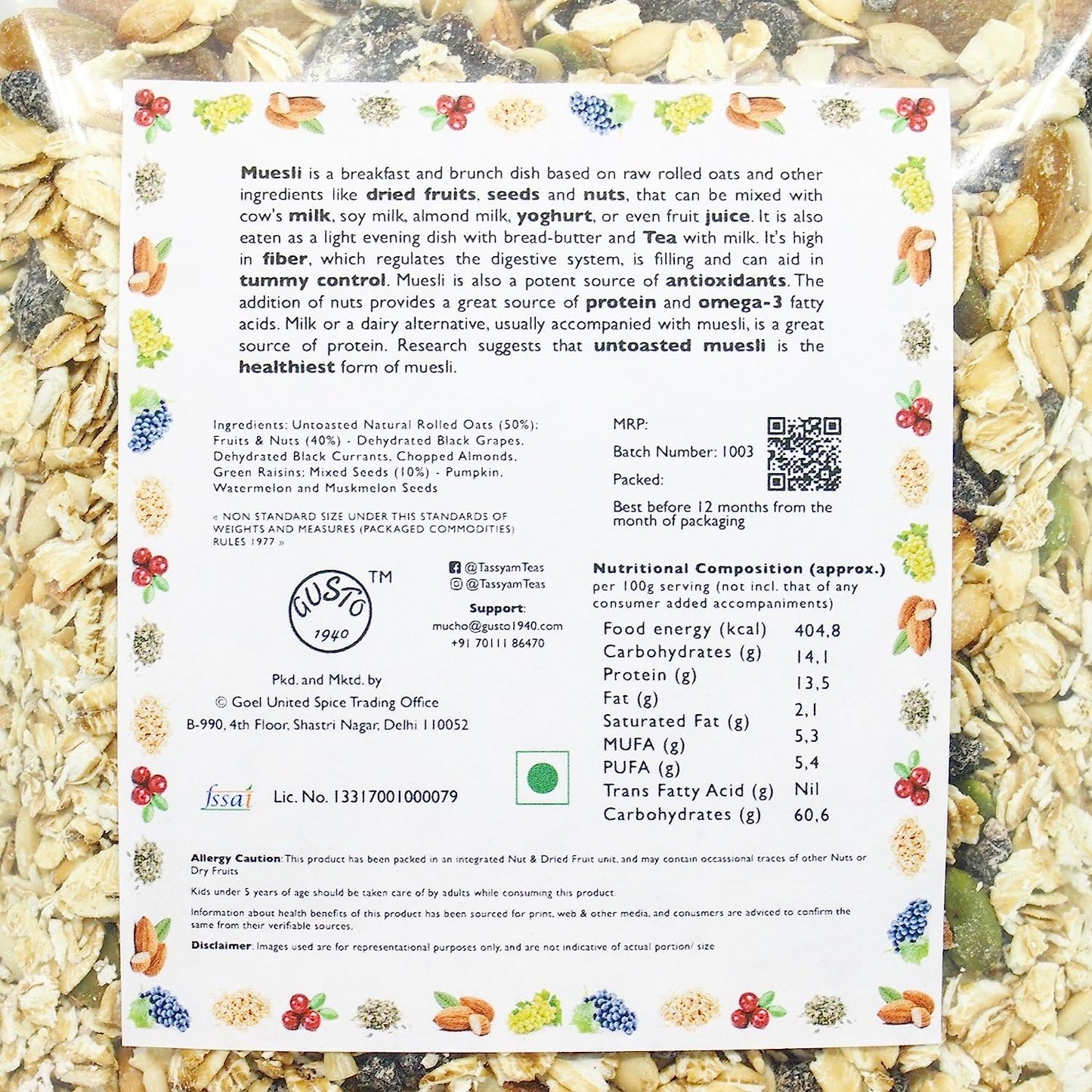 Super Fruit Muesli 250 - Tassyam Organics