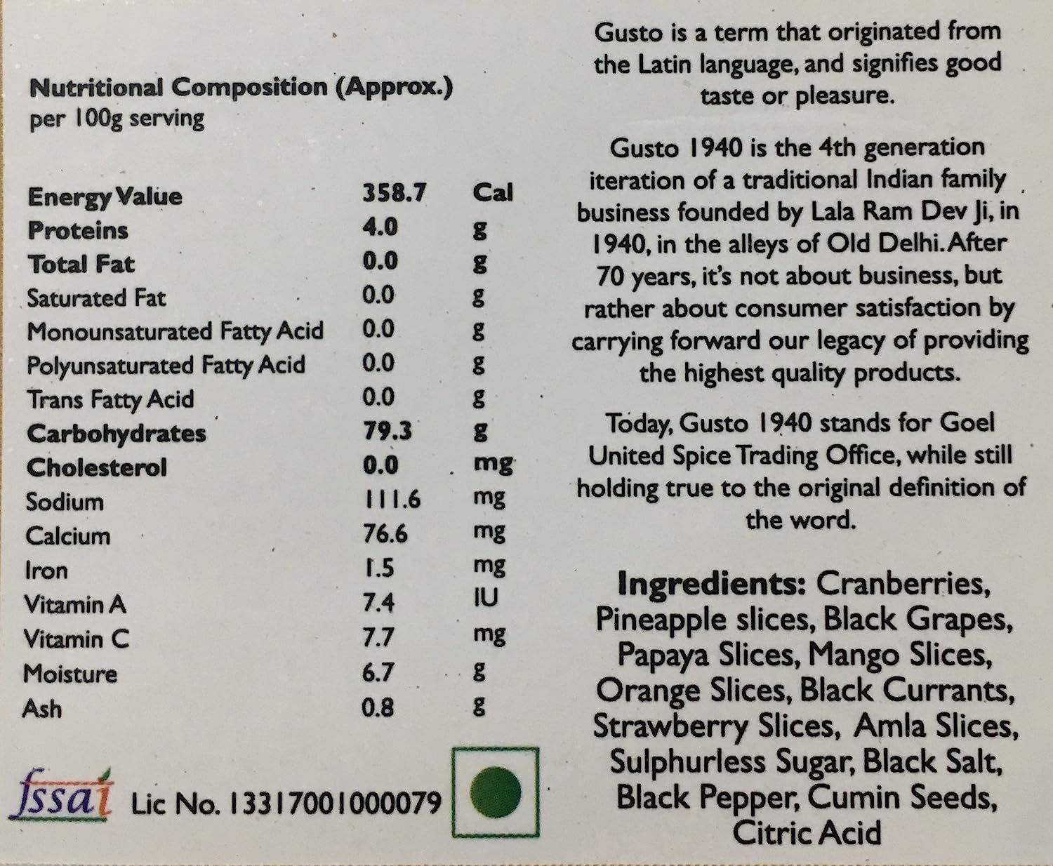 Tropical Fruit Mix 250g - Tassyam Organics