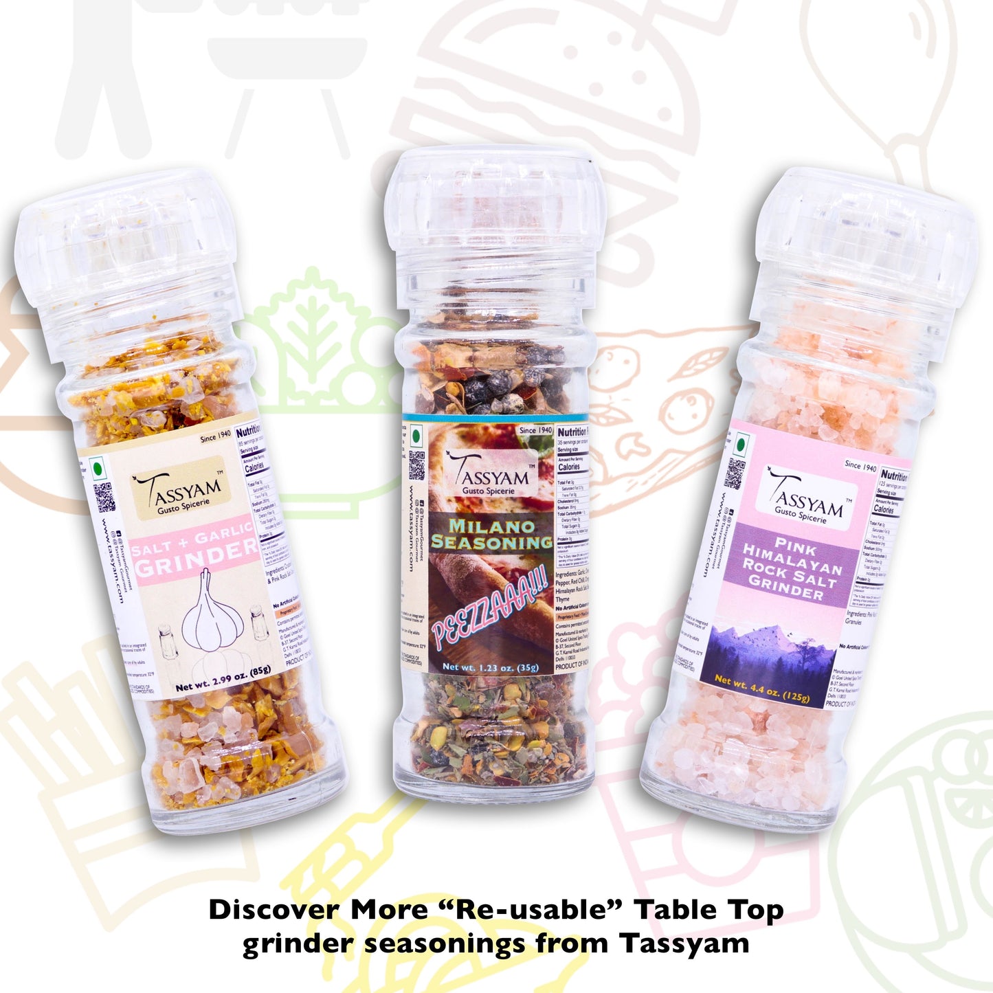 White Pepper 60g Grinder Bottle - Tassyam Organics