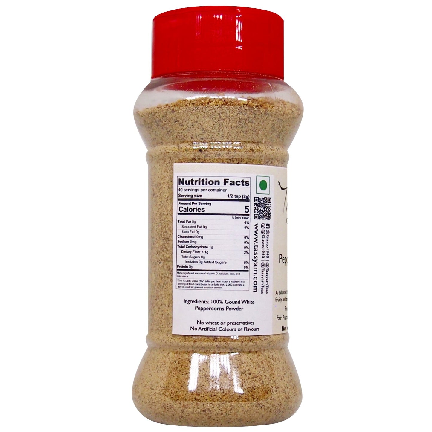 White Pepper Powder 80g - Tassyam Organics
