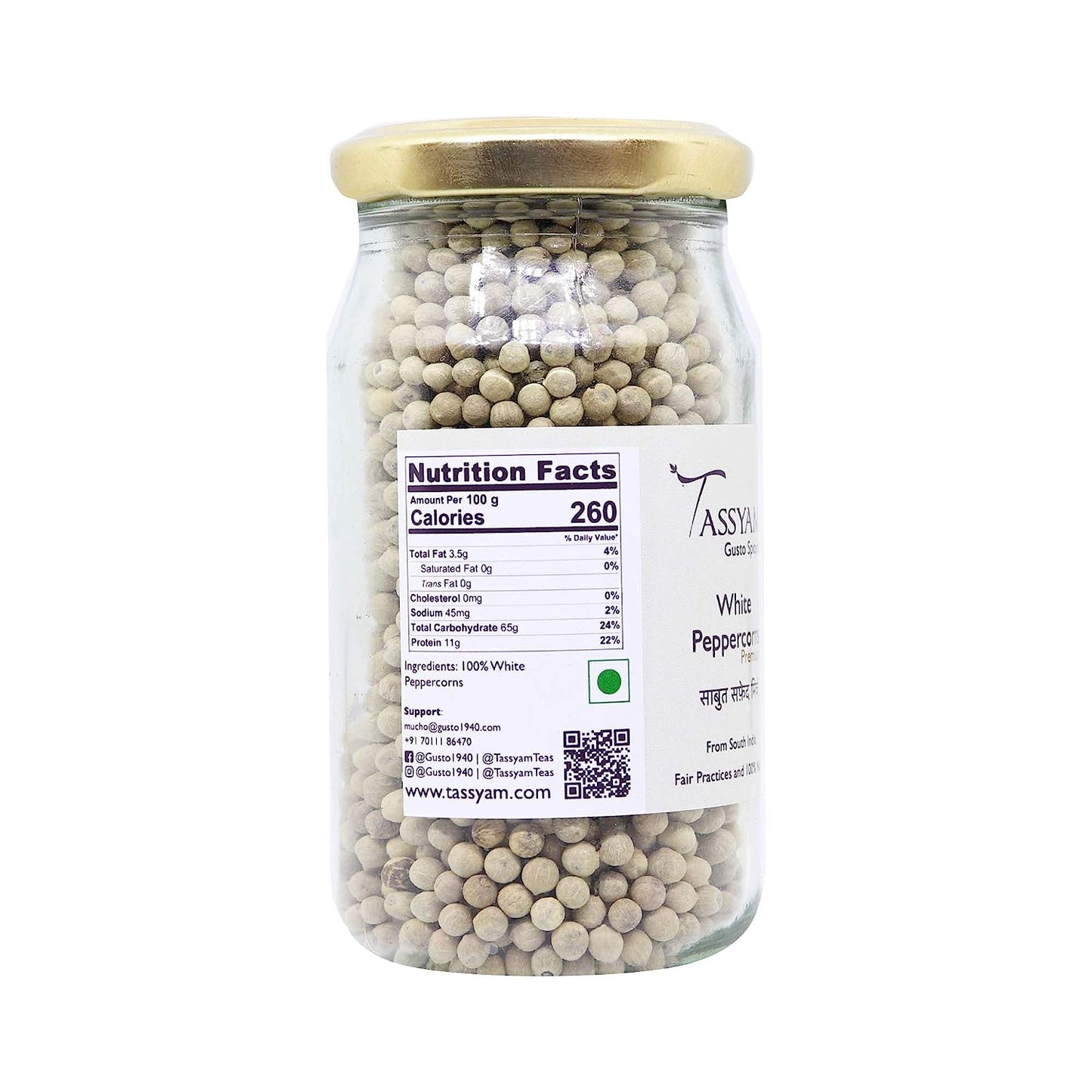 White Peppercorns - Tassyam Organics