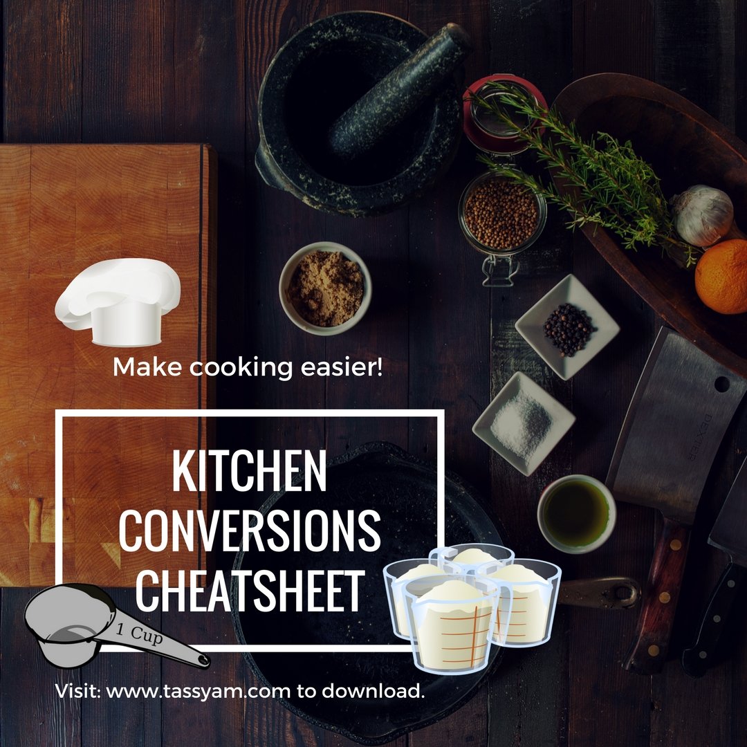 Kitchen Conversion Cheatsheet: A Simple Guide to make cooking easier! - Tassyam Organics