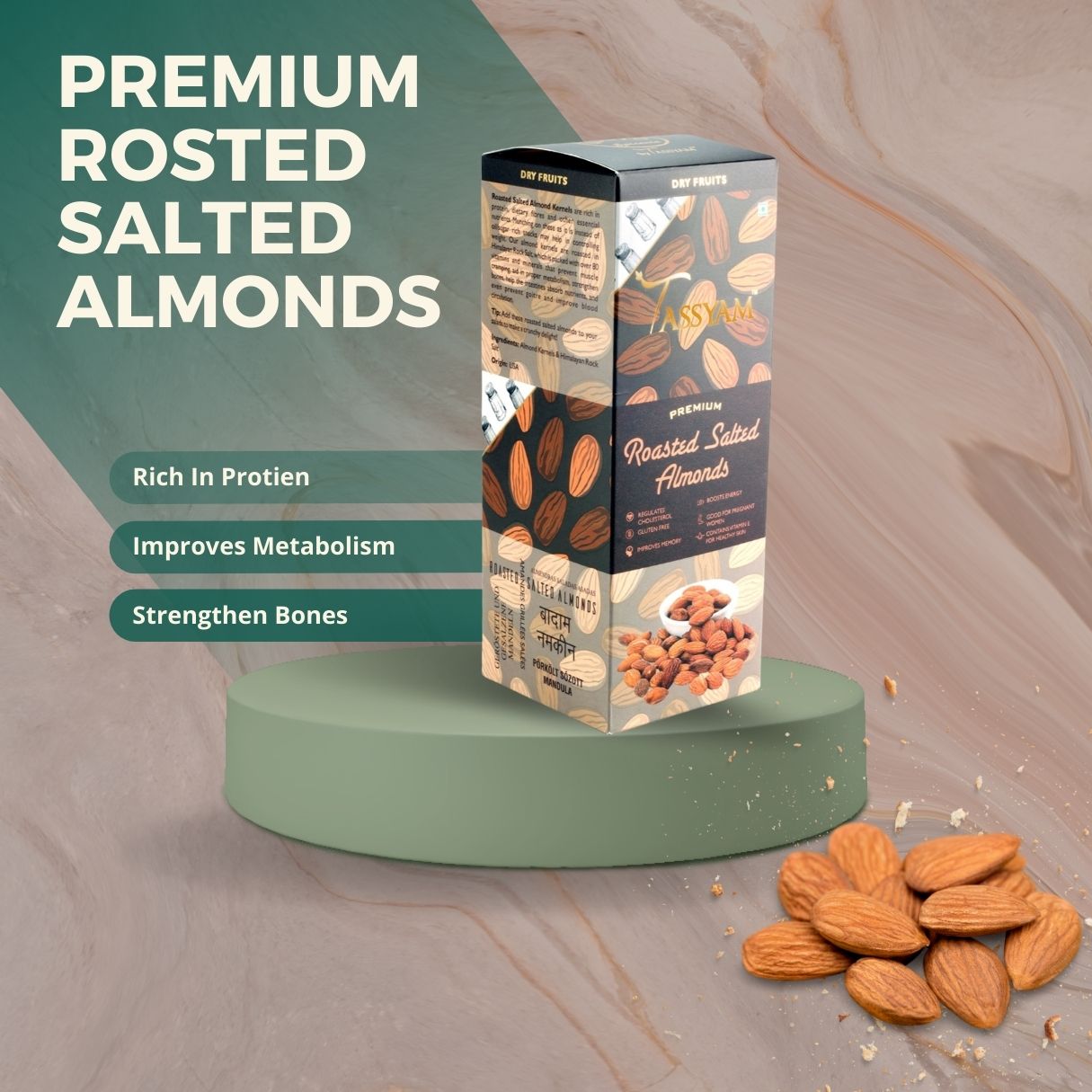 Premium Roasted Salted Almonds Namkeen Badaam Giri