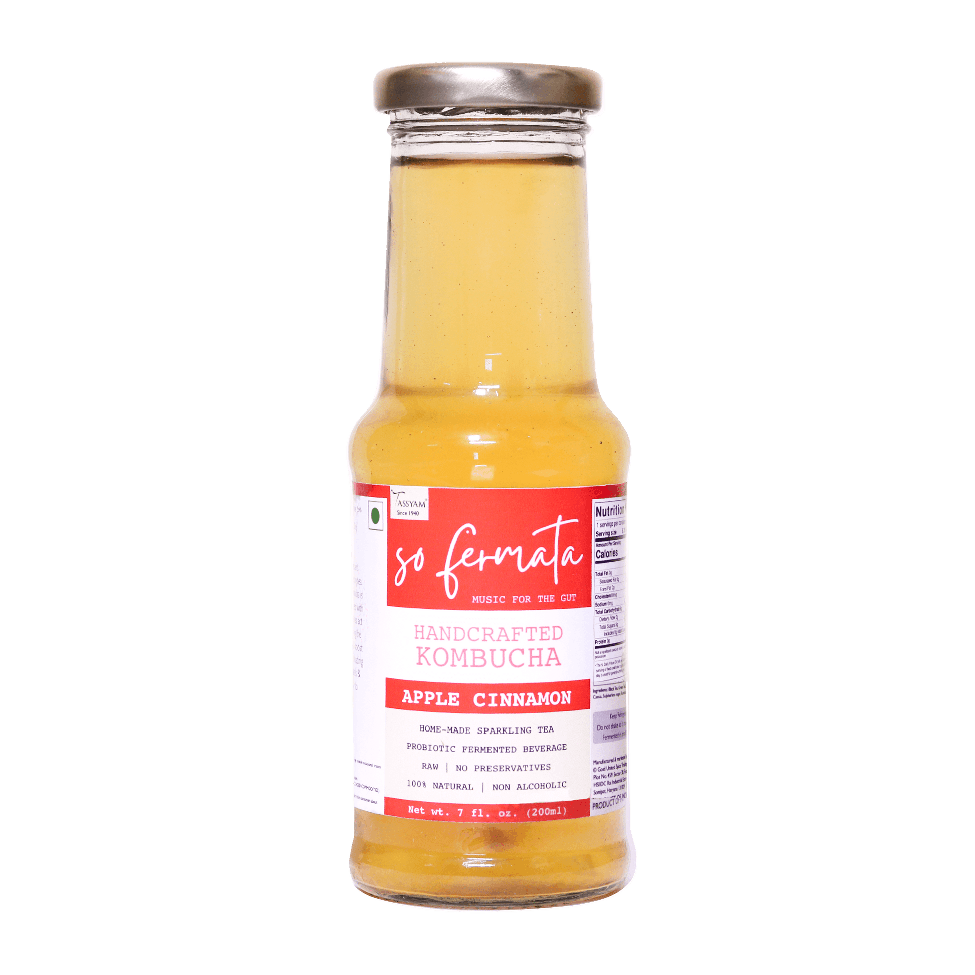 Artisanal Kombucha - Apple Cinnamon - Tassyam Organics