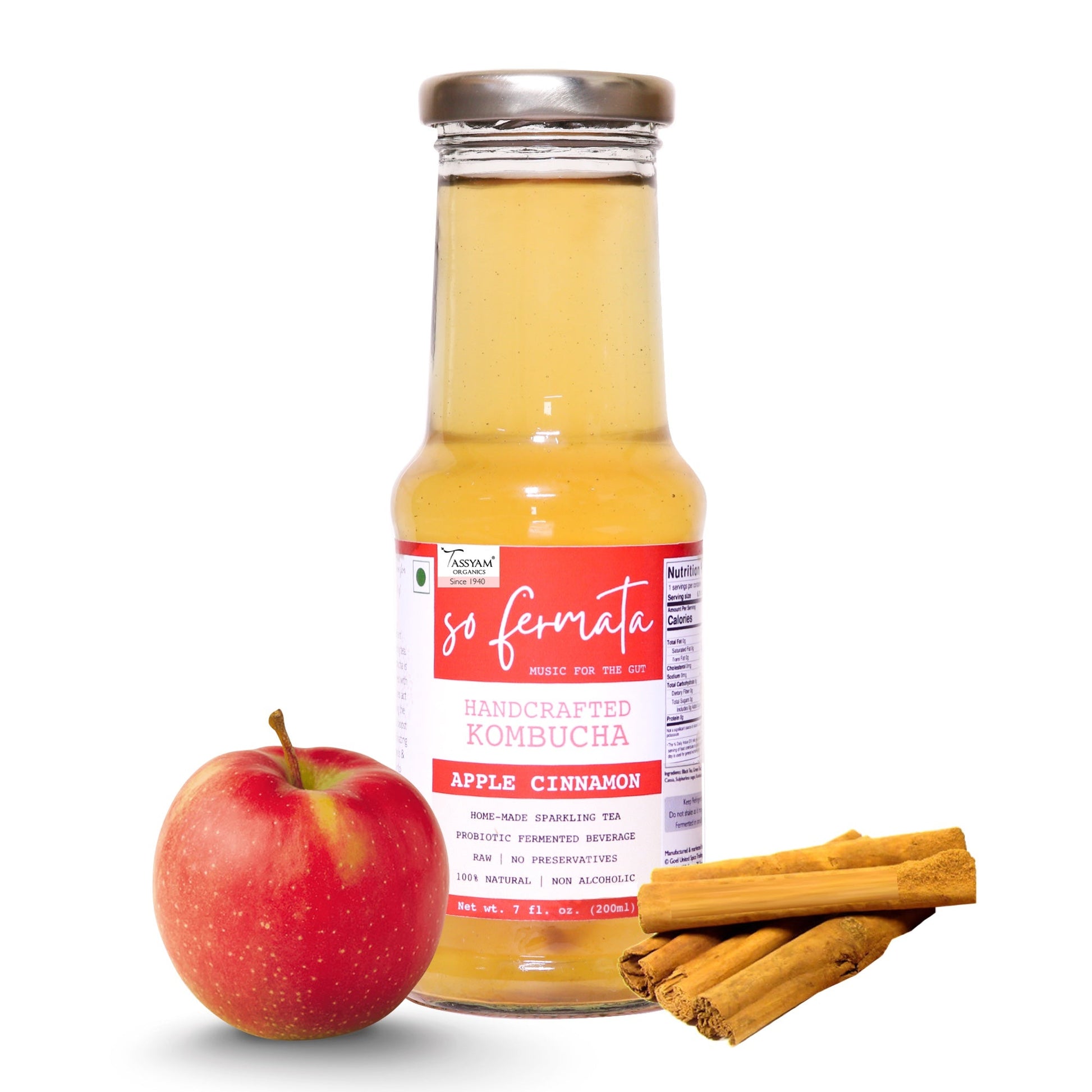 Artisanal Kombucha - Apple Cinnamon - Tassyam Organics